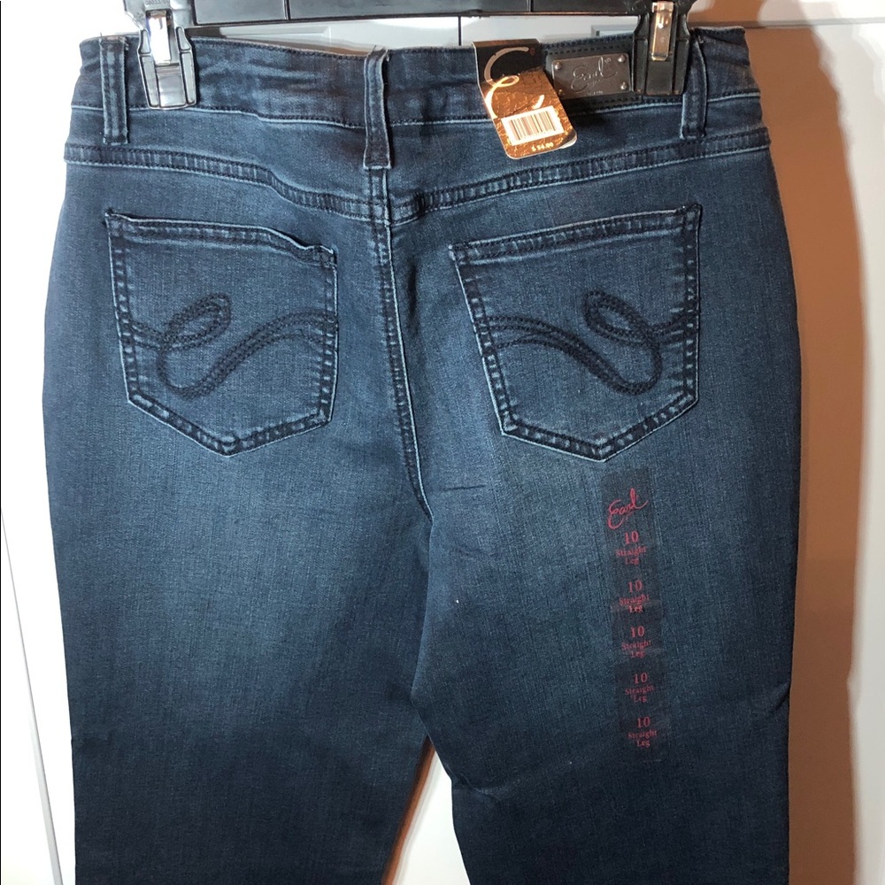 NWT Earl Jeans Dark Blue Stretch Denim Straight leg size 10 Reg. $54